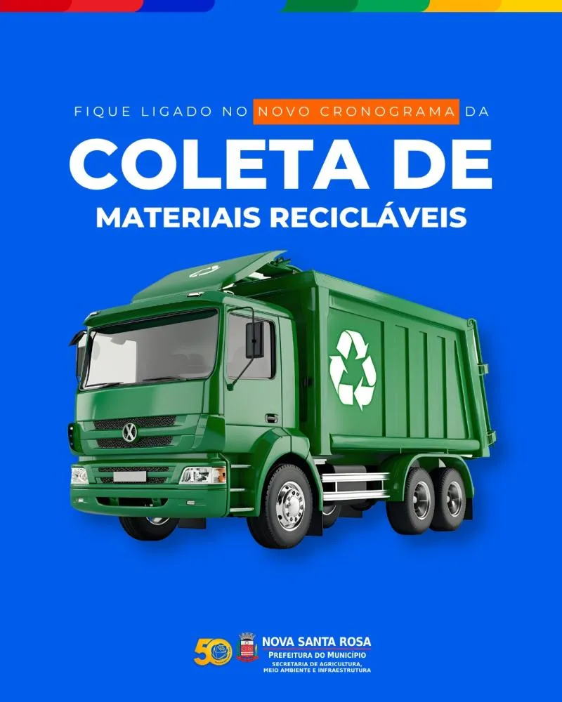 Coleta de recicláveis em Nova Santa Rosa tem novo cronograma a partir de segunda-feira (19)